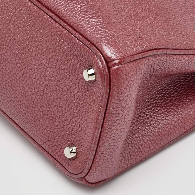 Pre Owned Dior Diorissimo Medium Burgundy Leather Tote