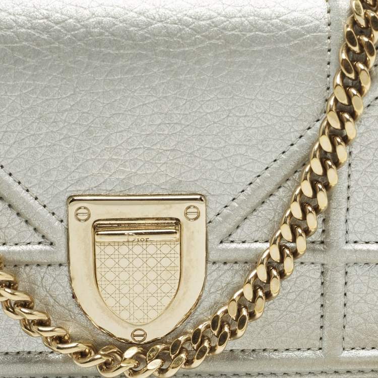 Pre Owned Dior Diorama Chain Baby Silver Cannage Patent Leather Bag