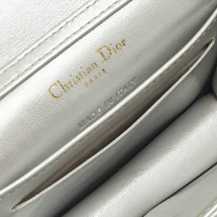 Pre Owned Dior Diorama Chain Baby Silver Cannage Patent Leather Bag