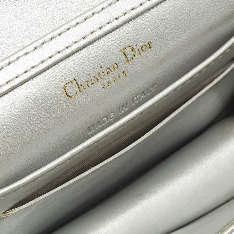Pre Owned Dior Diorama Chain Baby Silver Cannage Patent Leather Bag