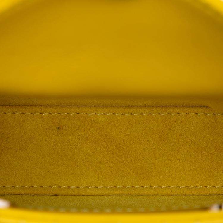 Pre Owned Dior Yellow Micro Lambskin Cannage Lady Dior