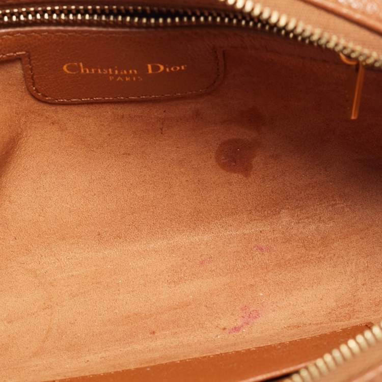 Pre Owned Dior Saddle Brown Leather Double Pouch Crossbody Bag