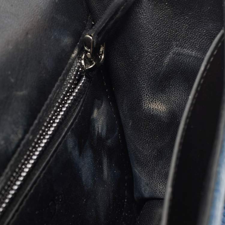 Pre Owned Dior Diorama Club Metallic Blue Lizard Shoulder Bag