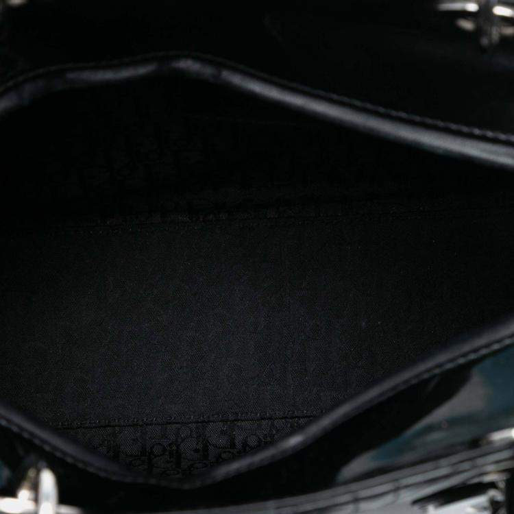 Pre Owned Dior Black Large Patent Cannage Lady Dior