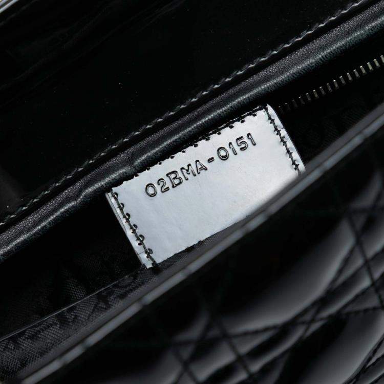 Pre Owned Dior Black Large Patent Cannage Lady Dior