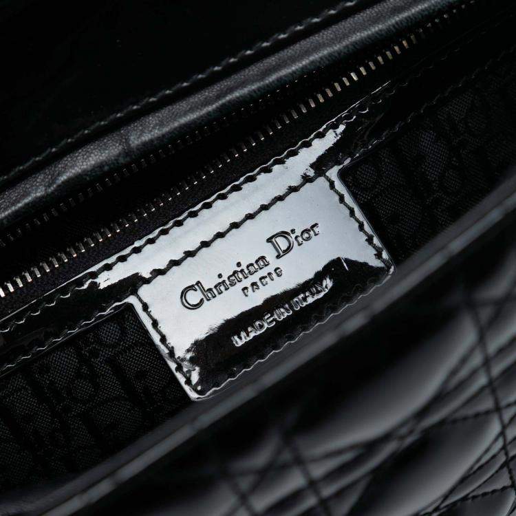 Pre Owned Dior Black Large Patent Cannage Lady Dior