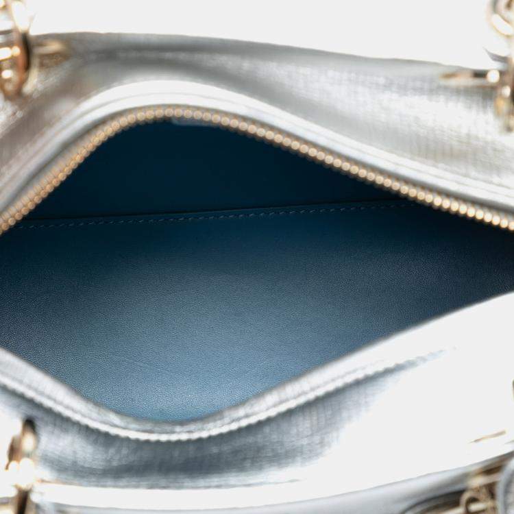 Pre Owned Dior Silver Medium Calfskin Patch Embellished Lady Dior