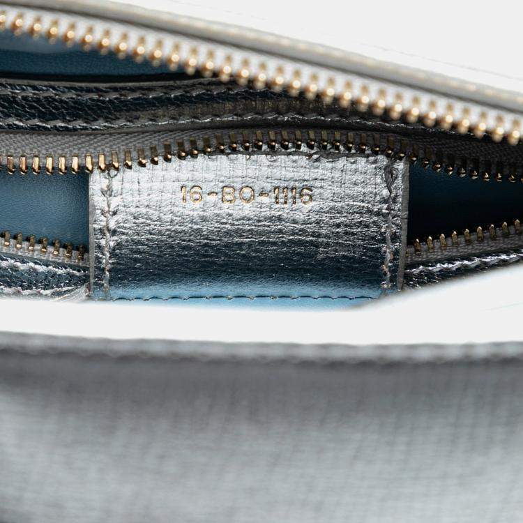 Pre Owned Dior Silver Medium Calfskin Patch Embellished Lady Dior