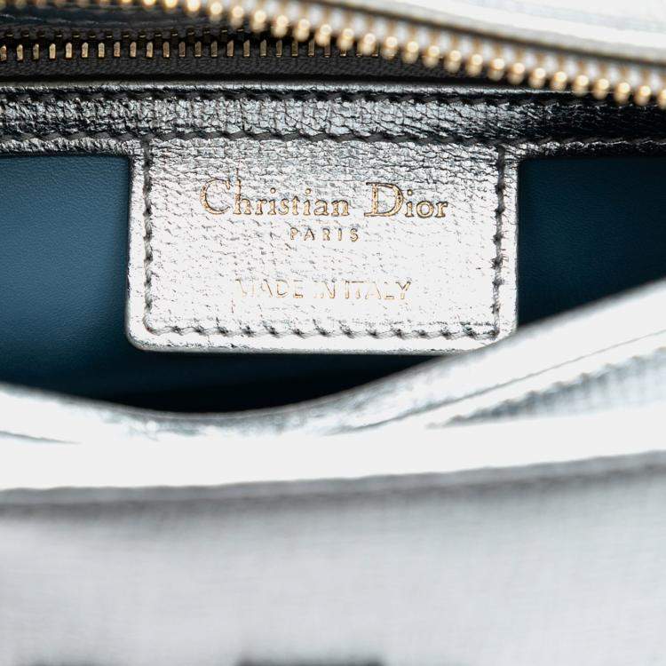 Pre Owned Dior Silver Medium Calfskin Patch Embellished Lady Dior