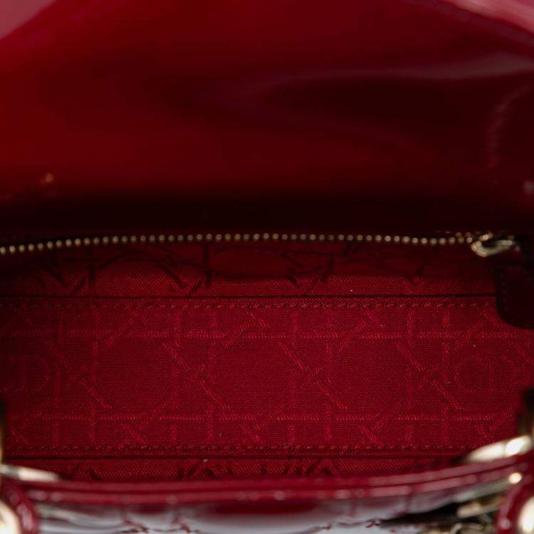Pre Owned Dior Red Mini Patent Cannage Lady Dior
