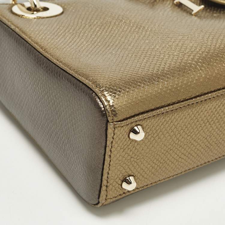 Pre Owned Dior Lady Dior Mini Tricolor Lizard Tote