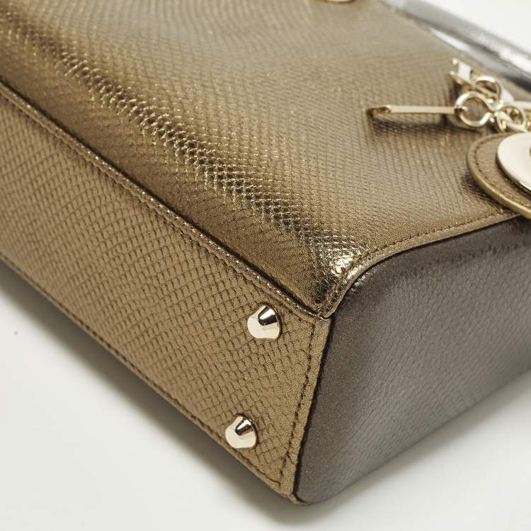 Pre Owned Dior Lady Dior Mini Tricolor Lizard Tote