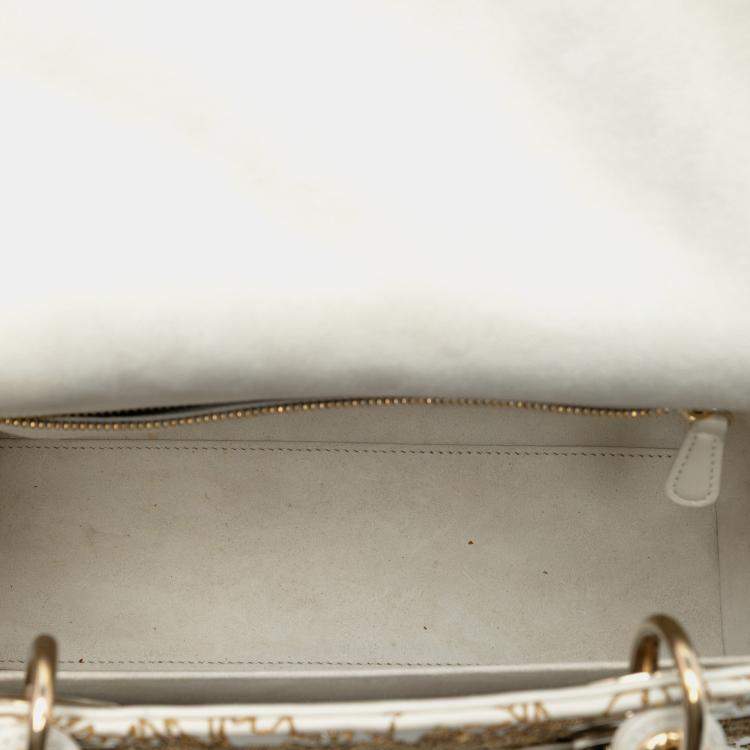 Pre Owned Dior Beige Medium Calfskin Embroidered Astrology Lady Dior