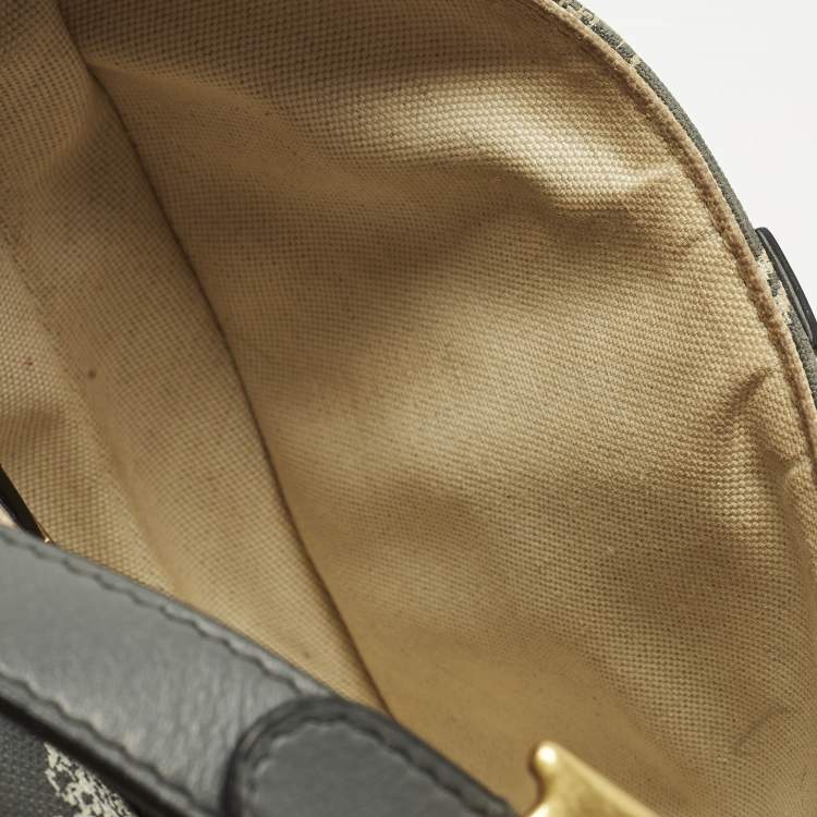 Pre Owned Dior Saddle Grey Embroidered Canvas Shoulder Bag