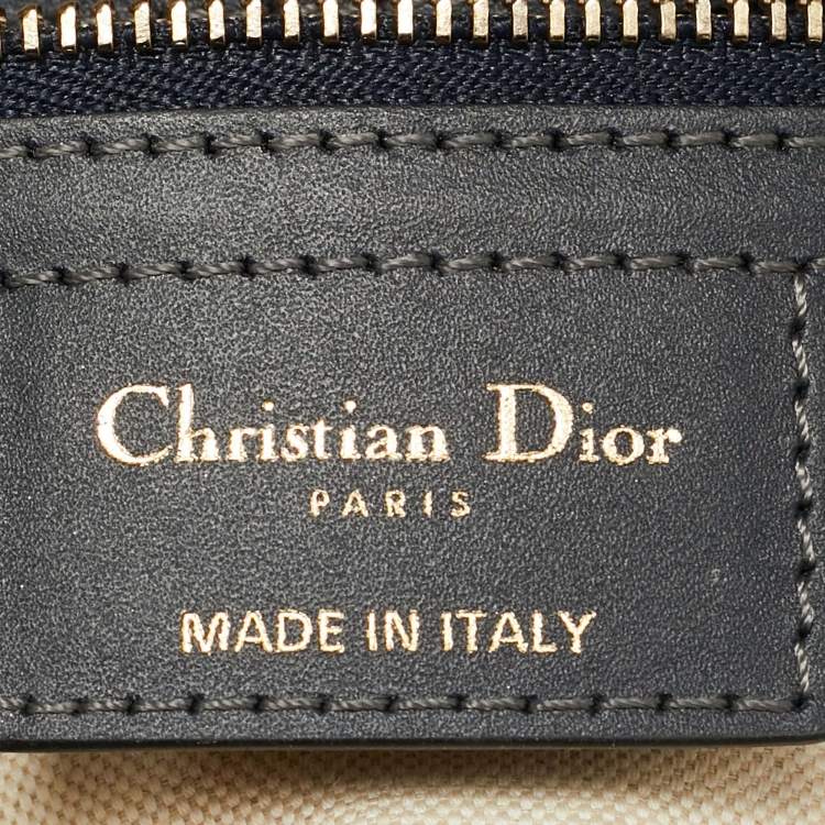 Pre Owned Dior Saddle Navy Blue Oblique Canvas Shoulder Bag