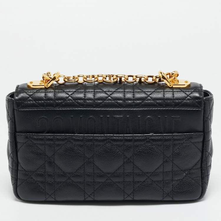 Pre Owned Dior Caro Black Small Cannage Leather Shoulder Bag