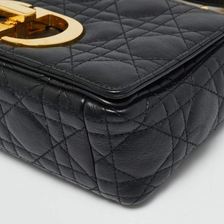 Pre Owned Dior Caro Black Small Cannage Leather Shoulder Bag