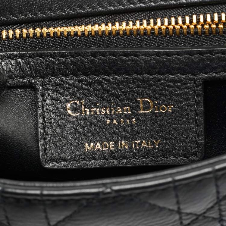 Pre Owned Dior Caro Black Small Cannage Leather Shoulder Bag