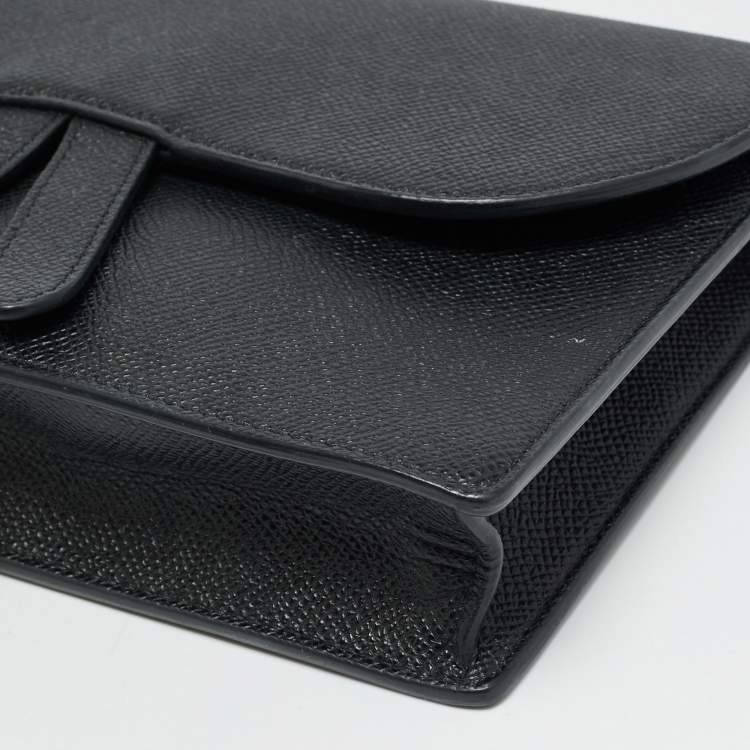 Pre Owned Dior Saddle Black Leather Flap Crossbody Bag