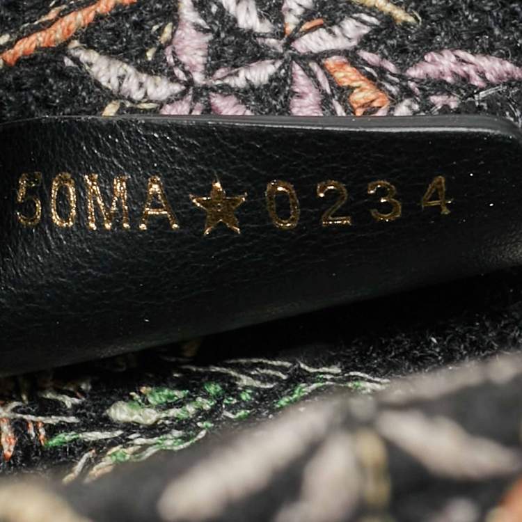 Pre Owned Dior Petites Fleurs Book Black/Multicolor Medium Embroidered Canvas Tote