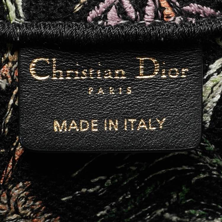 Pre Owned Dior Petites Fleurs Book Black/Multicolor Medium Embroidered Canvas Tote