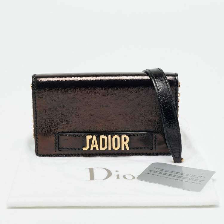 Pre Owned Dior J'Adior Chain Mini Black Leather Shoulder Bag