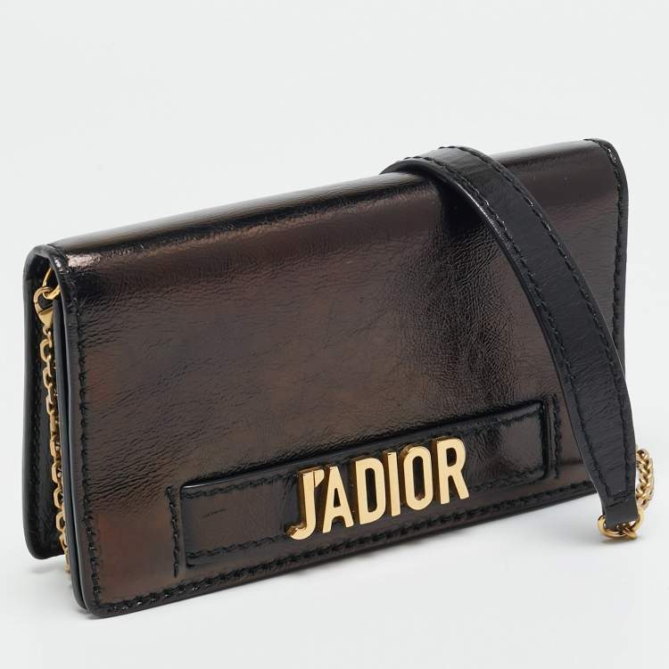 Pre Owned Dior J'Adior Chain Mini Black Leather Shoulder Bag