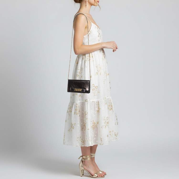 Pre Owned Dior J'Adior Chain Mini Black Leather Shoulder Bag