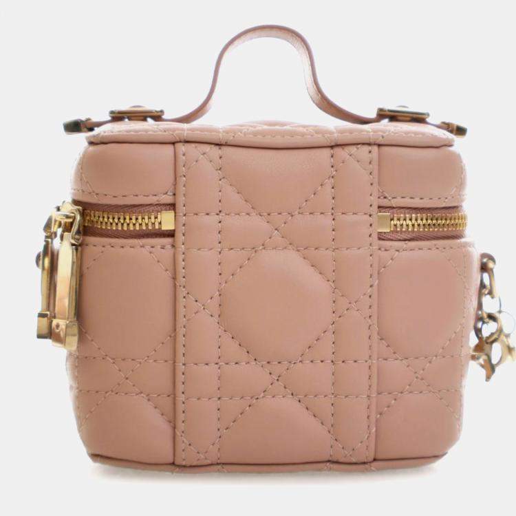 مملوكة مسبقًا Dior Brown Micro Lambskin Cannage Lady Dior Vanity Case