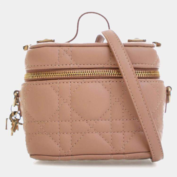 مملوكة مسبقًا Dior Brown Micro Lambskin Cannage Lady Dior Vanity Case