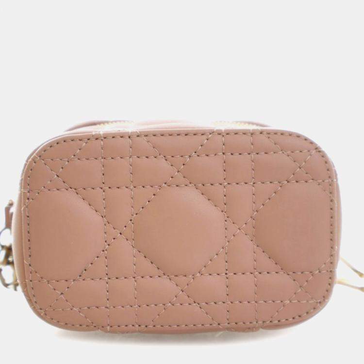 مملوكة مسبقًا Dior Brown Micro Lambskin Cannage Lady Dior Vanity Case