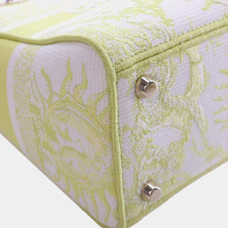 Pre Owned Dior Yellow Medium Embroidered Canvas Toile de Jouy Soleil Lady D Lite