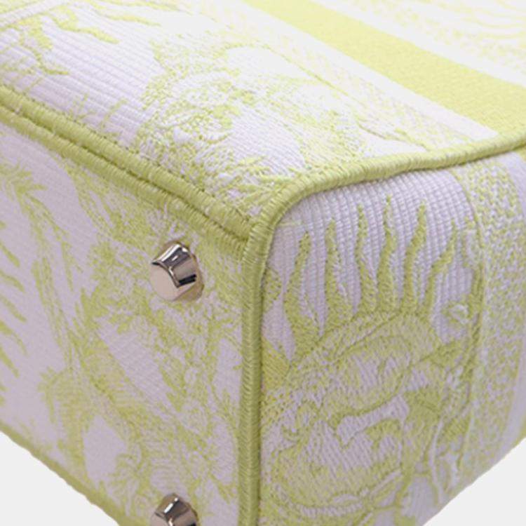 Pre Owned Dior Yellow Medium Embroidered Canvas Toile de Jouy Soleil Lady D Lite