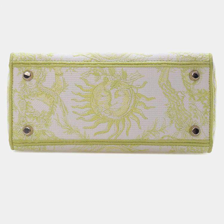 Pre Owned Dior Yellow Medium Embroidered Canvas Toile de Jouy Soleil Lady D Lite
