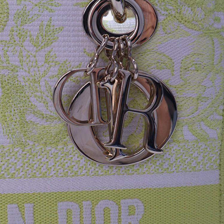 Pre Owned Dior Yellow Medium Embroidered Canvas Toile de Jouy Soleil Lady D Lite