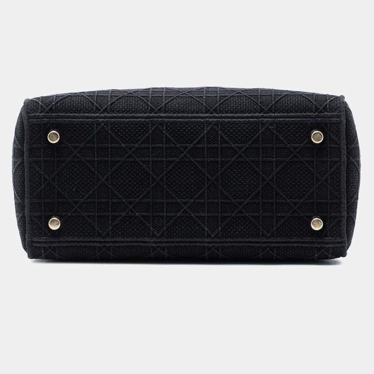 Pre Owned Dior Black Medium Canvas Cannage Lady D Lite