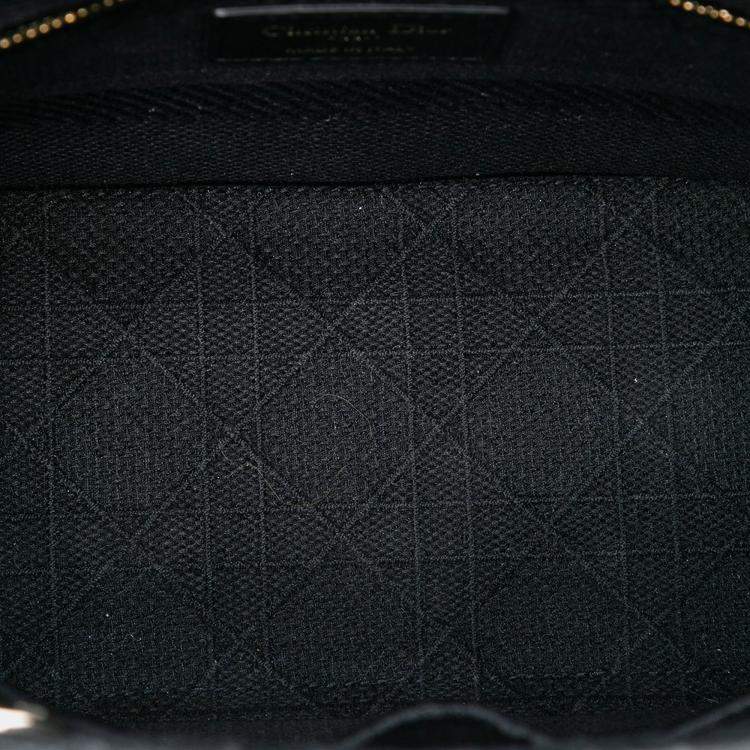 Pre Owned Dior Black Medium Canvas Cannage Lady D Lite