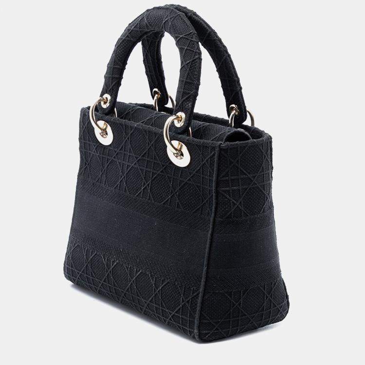 Pre Owned Dior Black Medium Canvas Cannage Lady D Lite