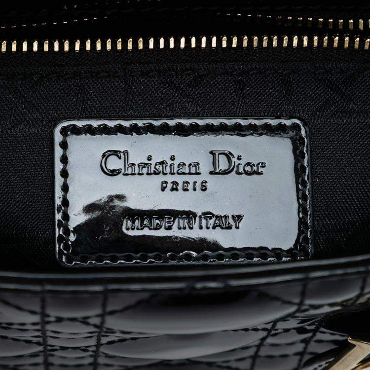 مملوكة  مسبقًا Dior Black Mini Patent Cannage Lady Dior