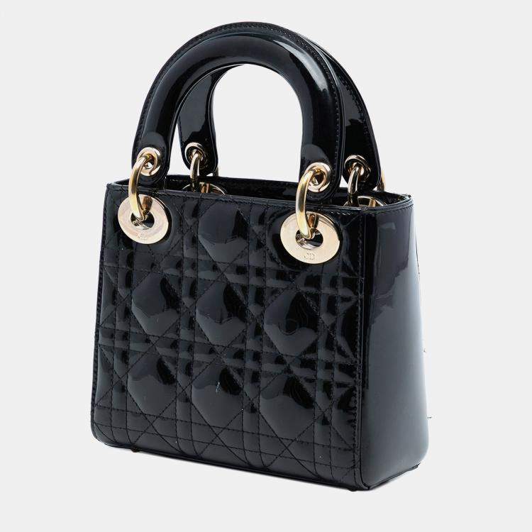 مملوكة مسبقًا Dior Black Mini Patent Cannage Lady Dior