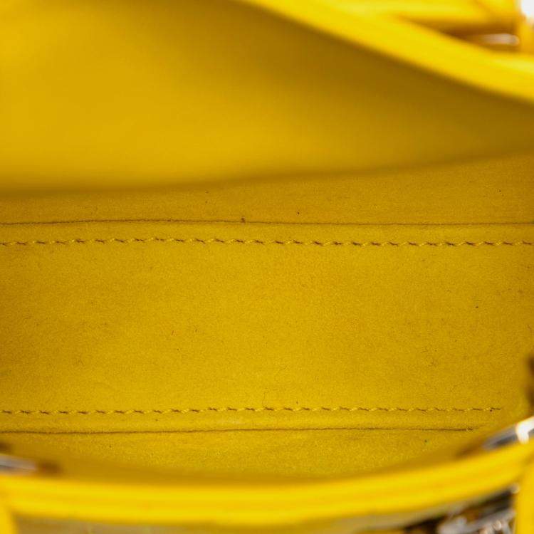 Pre Owned Dior Yellow Micro Lambskin Cannage Lady Dior