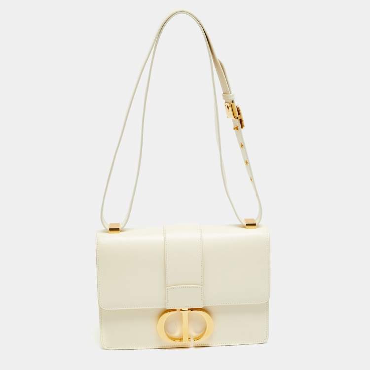 Pre Owned Dior 30 Montaigne Cream Leather Shoulder Bag