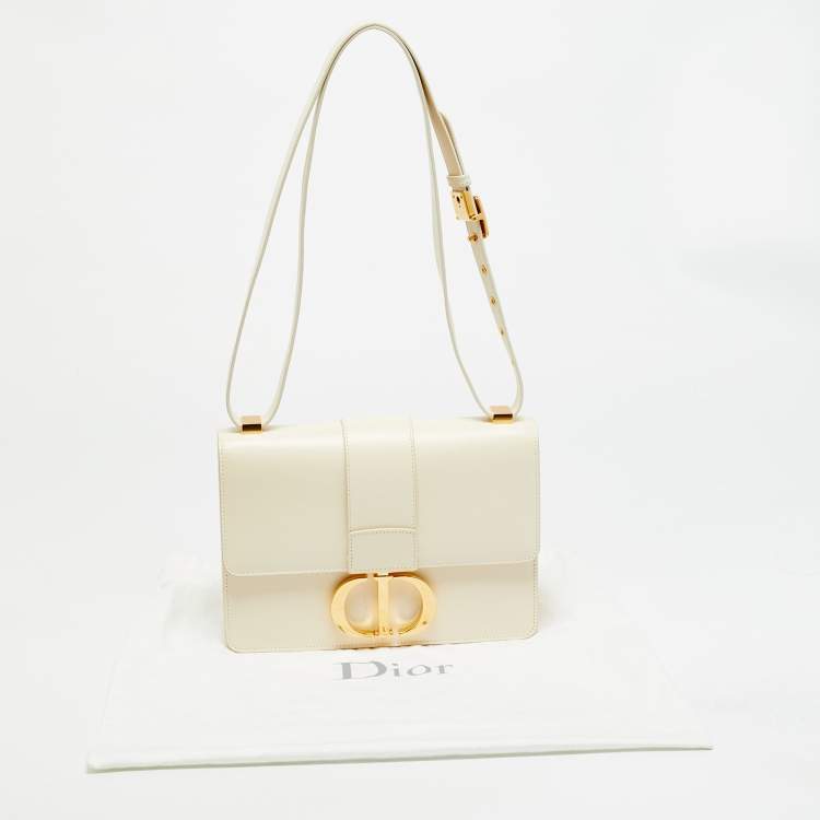 Pre Owned Dior 30 Montaigne Cream Leather Shoulder Bag