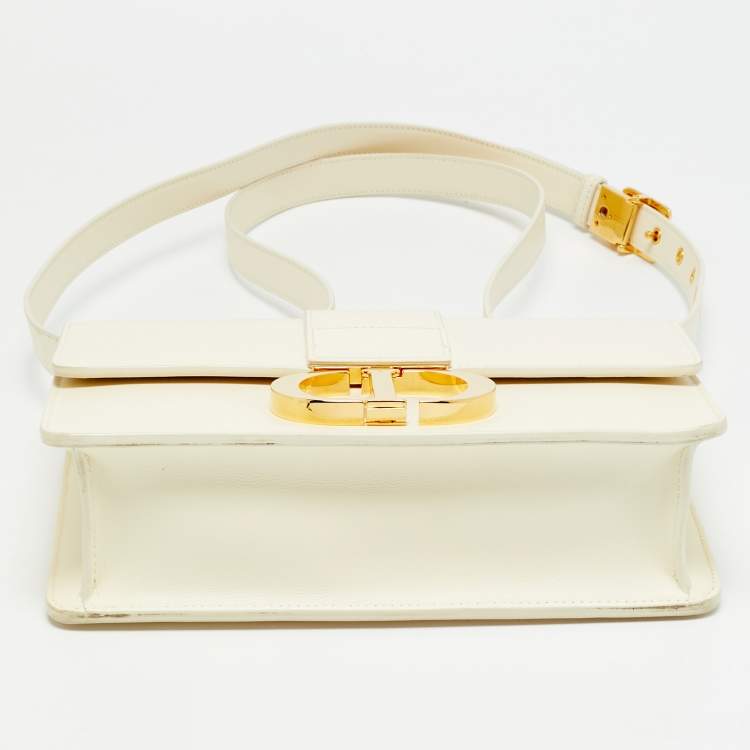Pre Owned Dior 30 Montaigne Cream Leather Shoulder Bag