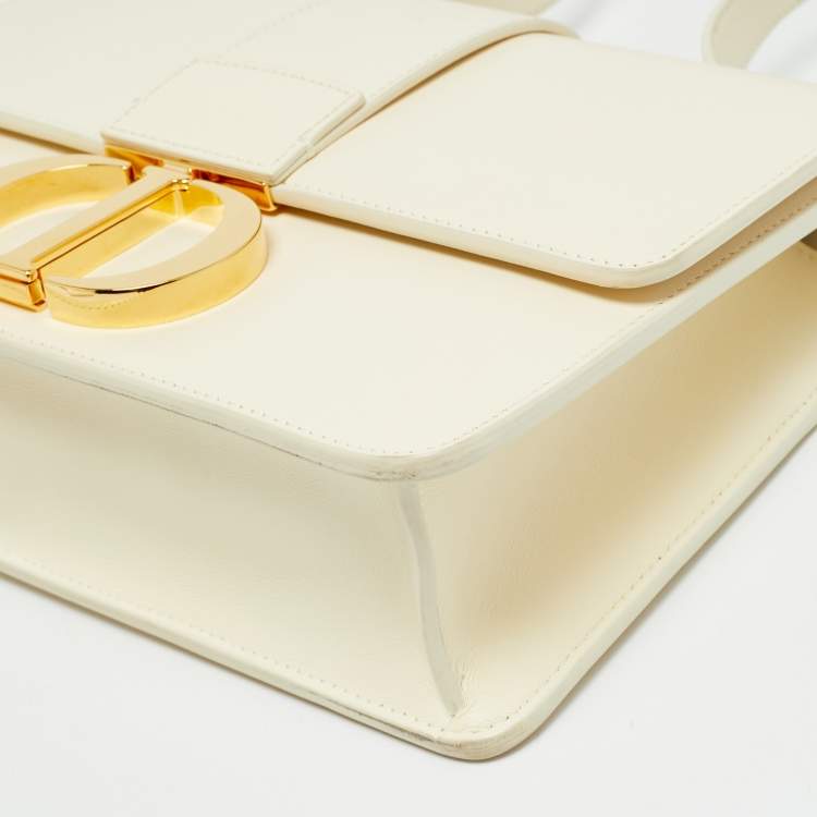 Pre Owned Dior 30 Montaigne Cream Leather Shoulder Bag
