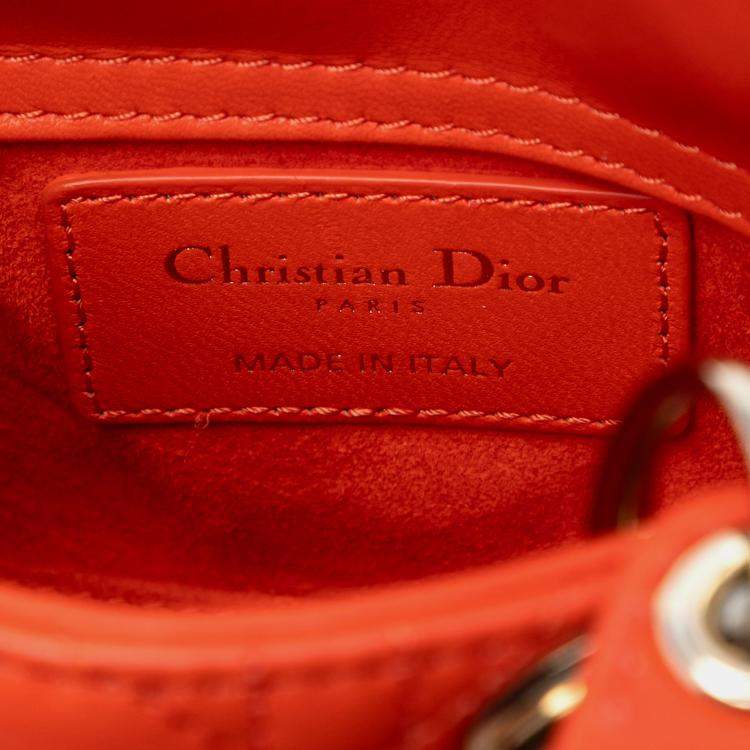 مملوكة مسبقًا Dior Orange Micro Lambskin Cannage Lady Dior