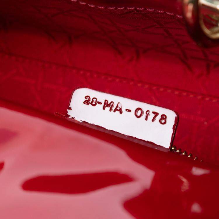 Pre Owned Dior Red Mini Patent Cannage Lady Dior