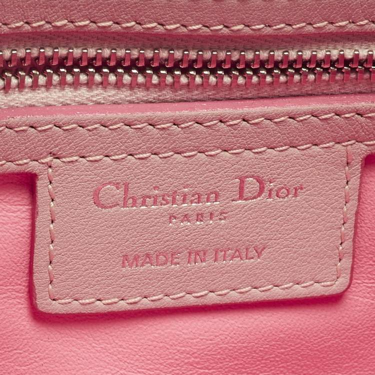 Pre Owned Dior Diorling Small Light Beige/Pink Leather Shoulder Bag