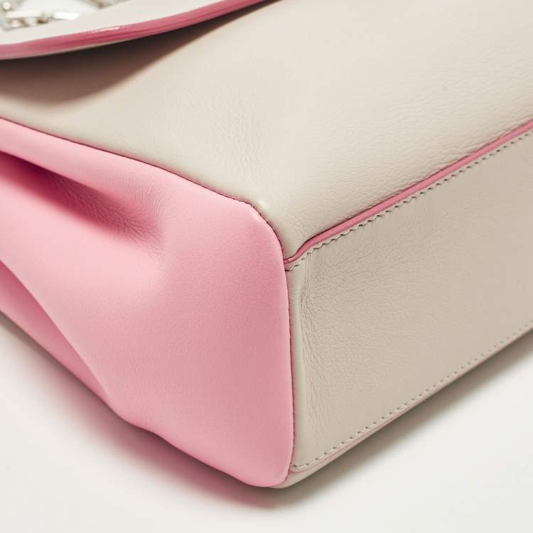 Pre Owned Dior Diorling Small Light Beige/Pink Leather Shoulder Bag