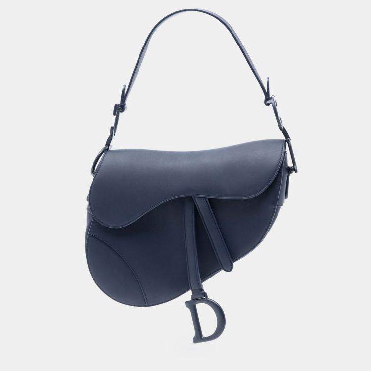 Pre Owned Dior Blue Ultra Matte Calfskin Saddle Bag